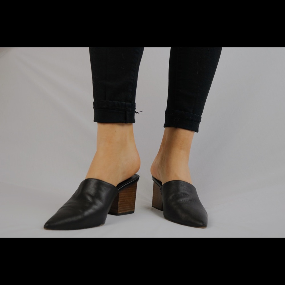 ASOS Design Sloane Leathered Heels Mules in black